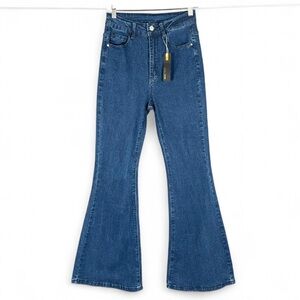 NWT GILIPUR Women's Small Flare Jeans High Waisted Jeans Stretch Denim Pants